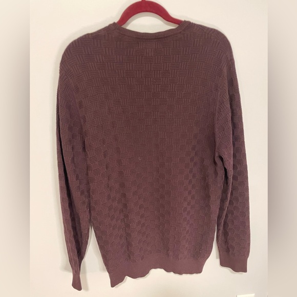 Karl Lagerfeld Eggplant Purple Textured Pattern Oversized Long Sleeve Sweater - Picture 2 of 8